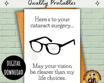 Funny Cataract Surgery Card | Printable Digital Download for Eye Operation Support | Vision Humor Get Well Item | Instant Recovery Gift