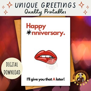 Rote Lippen Sexy Karte | Freche Jahrestagskarte für Freund oder Mann | Schlüpfriges Geschenk für Ihn | Schlüpfrige Freundin | Beißende Lippen