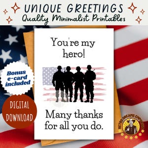Ehre unsere Truppen Karte | Vaterländisches Militär Danke | veterans day & 4. Juli Helden Wertschätzung | Druckbare Download | Erschwingliches Geschenk