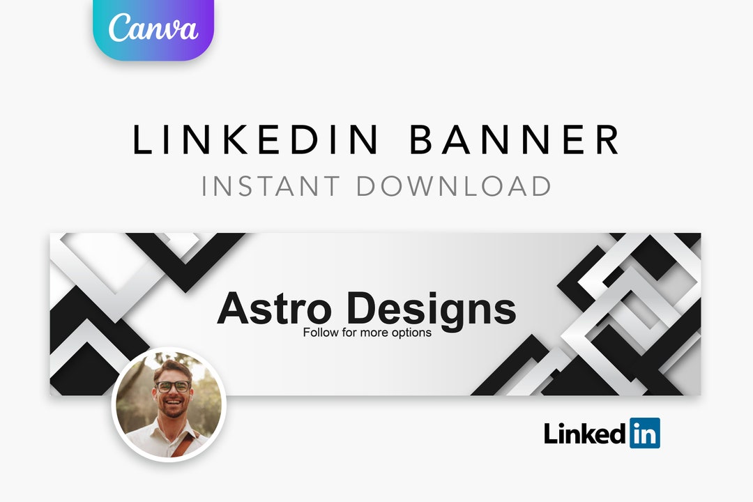 Linkedin Profile Banner Black and White Linkedin Etsy