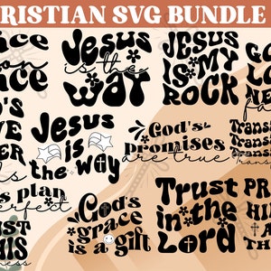Retro Christian SVG Bundle, Groovy Christian svg, Retro svg, Bible svg, Religious svg, Jesus quotes svg , Bible verse svg, Trendy SVG