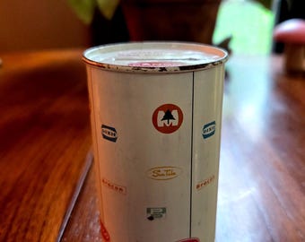 Mid Century American Can Co. Advertising Tin Coin Bank:  CANCO Logos Memorabilia Collectible