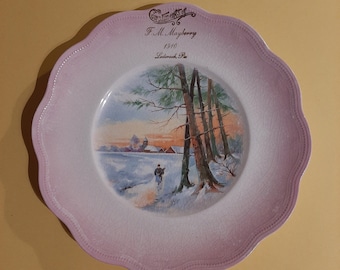 Antique 1910 General Store Plate: Winter Scene, Lederach PA Advertising