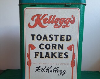 Kellogg's Toasted Corn Flakes Tin w Story Of Dr. John Harvey Kellogg, Collectible Kelloggs, Vintage Kelloggs, Commemorative Kelloggs Tin