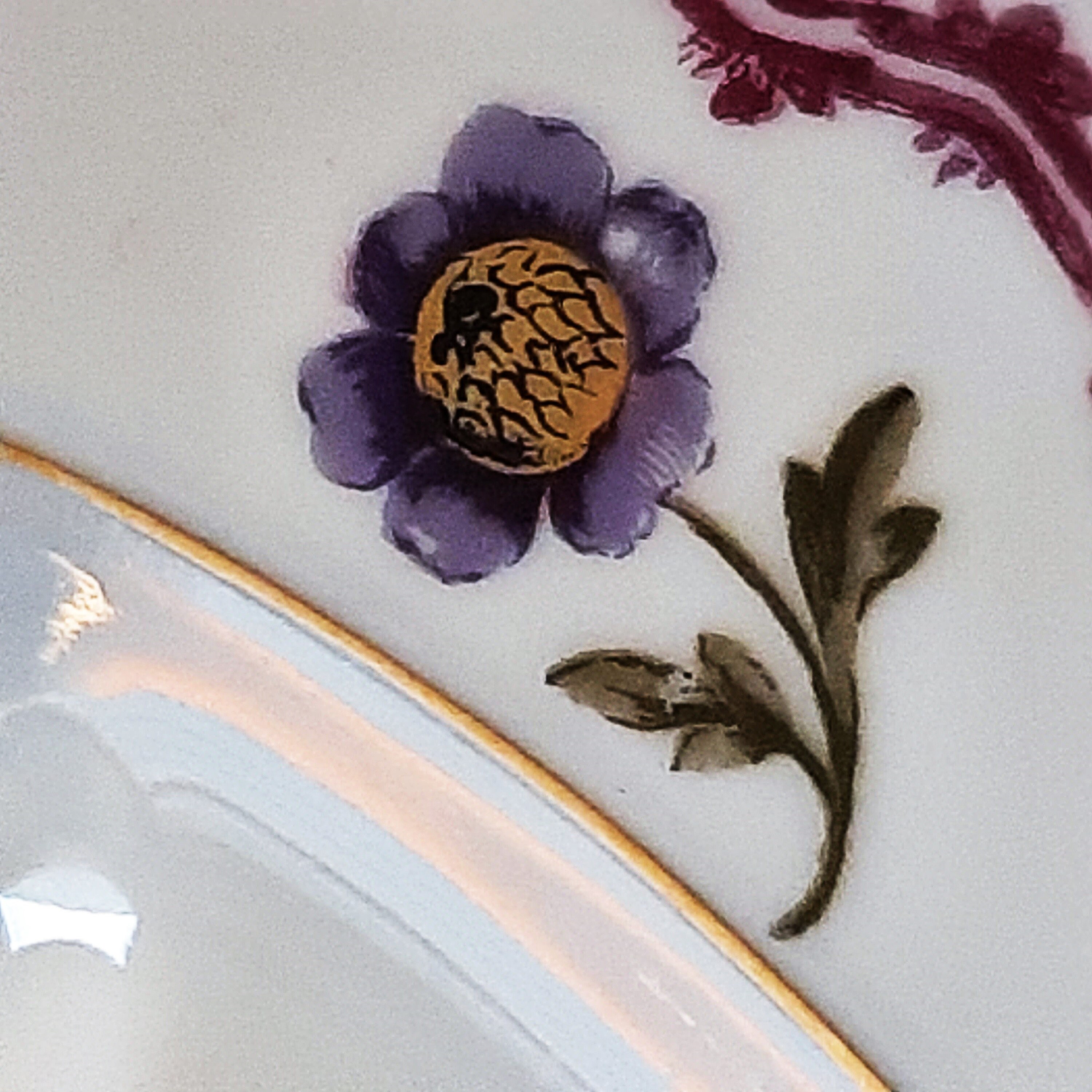 Antique Haviland Malmaison Old Purple Fishing Scene Serving Platter W