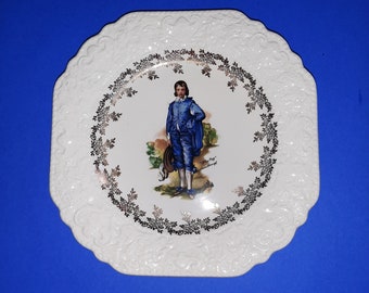 Lord Nelson Pottery Plate: "Blue Boy" by Gainsborough, Gold Scroll, English Cottage Decor