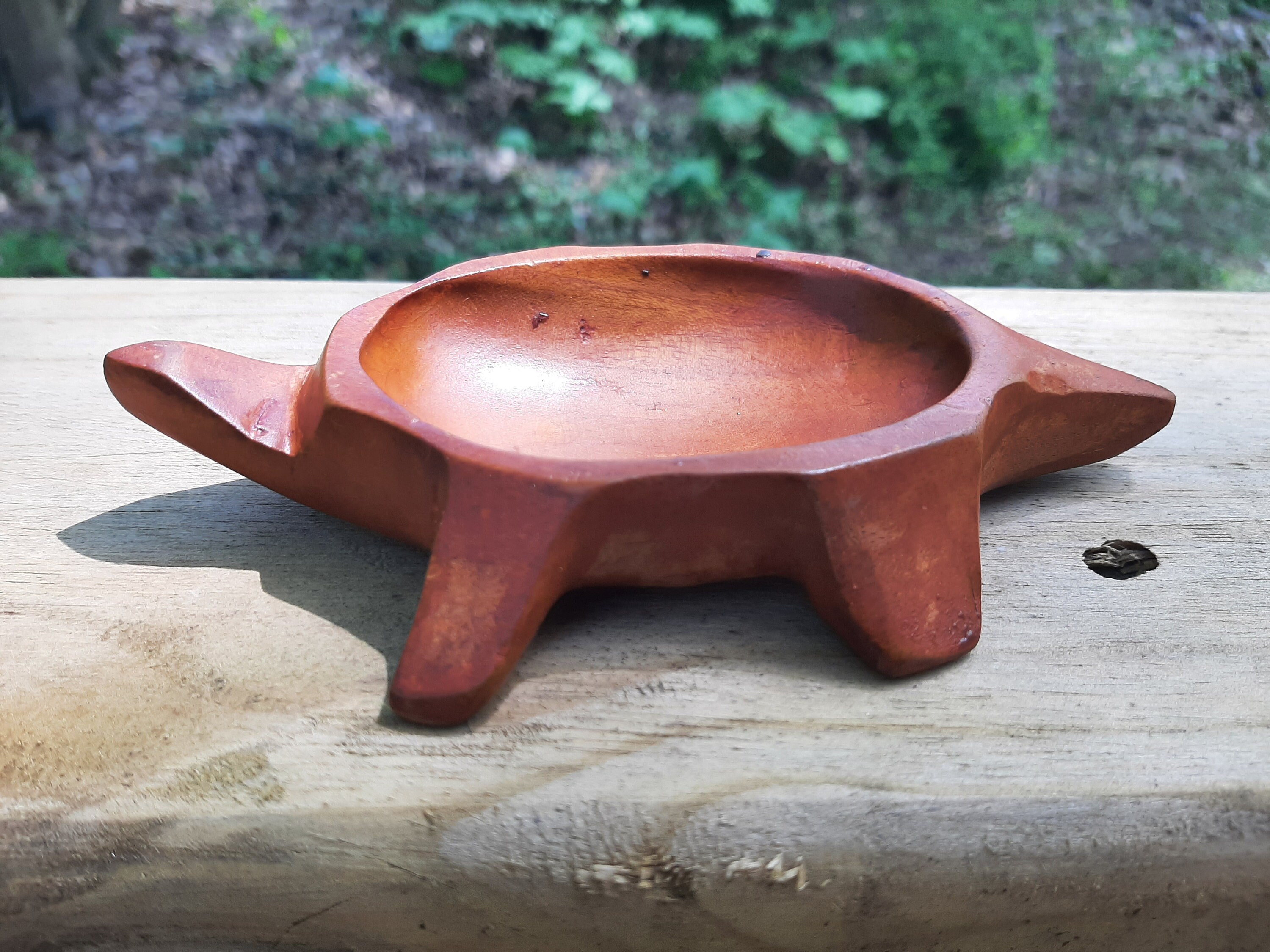 Primitive Carved Wooden Turtle Ring Dish Trinket Dish, Turtle Jewelry Holder, Rustic Nightstand