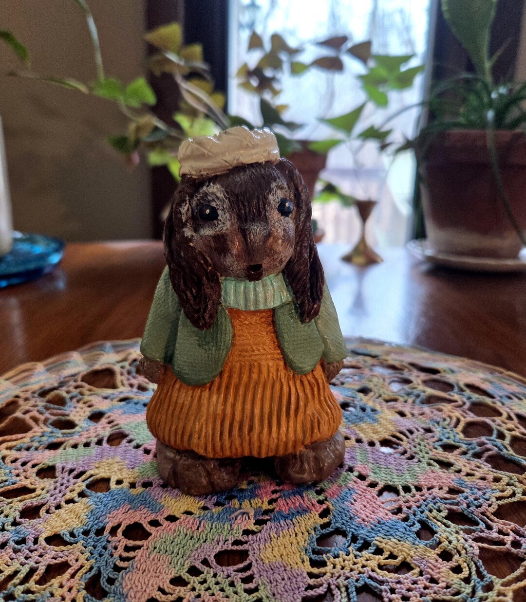 Vintage Hand Carved Resin Rabbit Figurine: Folk Art Primitive Spring ...