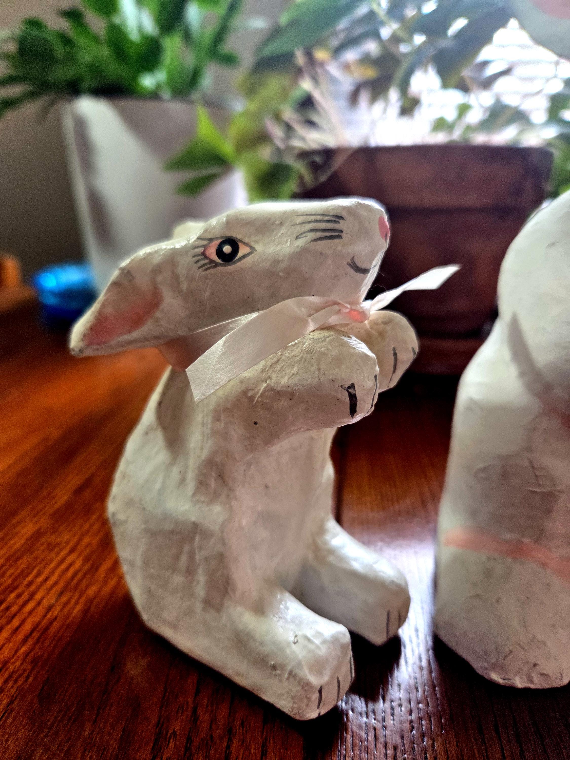 Paper Machay Rabbit Vintage Paper Mache Rabbits: Mother and Baby Folk Art Easter Decor - Etsy