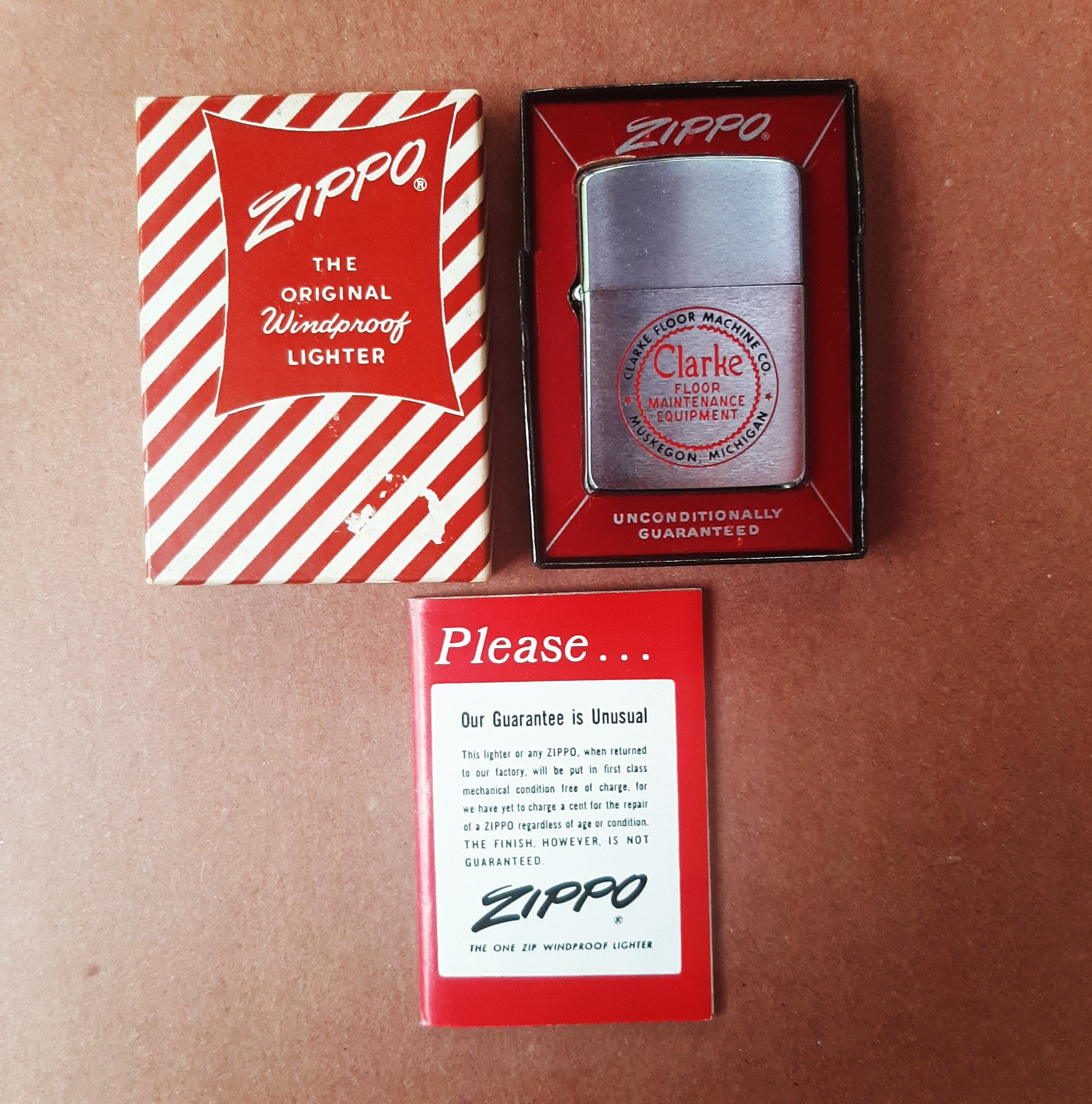1960s Zippo Windproof Lighter: Clark Floor Machine Co. W/ Box - Etsy