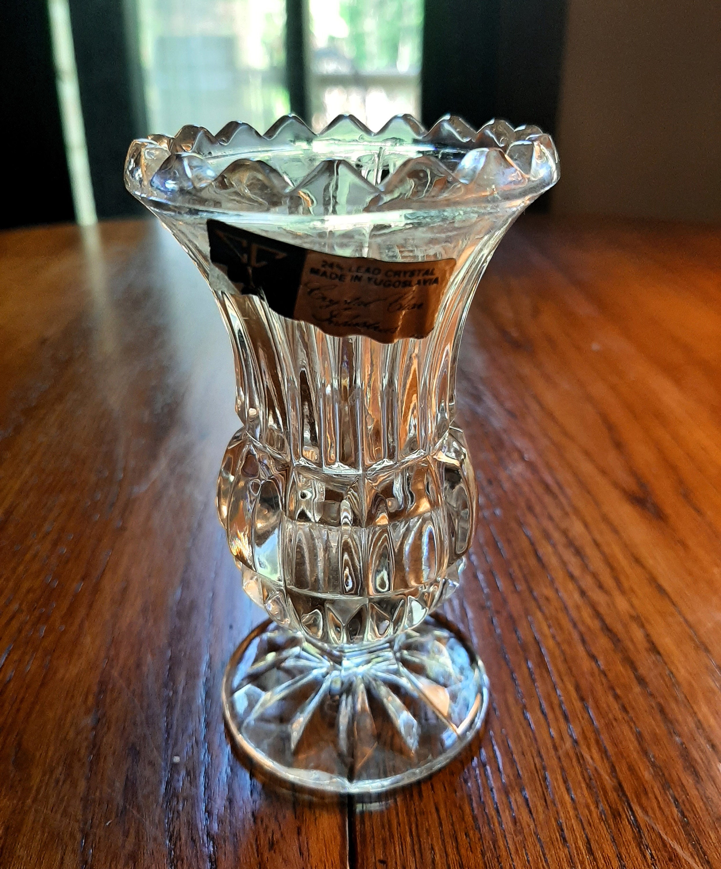 24 Lead Crystal Bud Vase Made in Yugoslavia Crystal Clear Industries