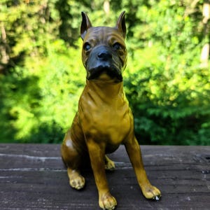 Antique Seated Boxer Dog Figurine Mortens Studios Ceramic over Metal Skeleton, 1940&#39;s Adult Boxer Collectible Dog Figurine, Dog Lover Gift