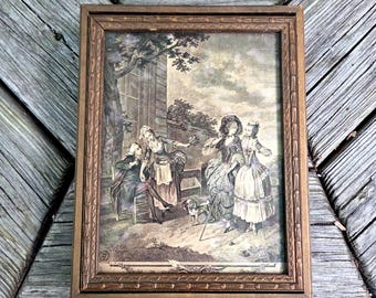Antique Wooden Keepsake Box La Promenade du Martin Charles Lingee after Sigmund Freudenberger: German Georgian Letter Box