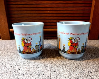 Vintage Koessinger Frankfurt Christmas Market Mugs w Santa in Frankfurt, Frankfurter Weihnachtsmarkt Souvenir