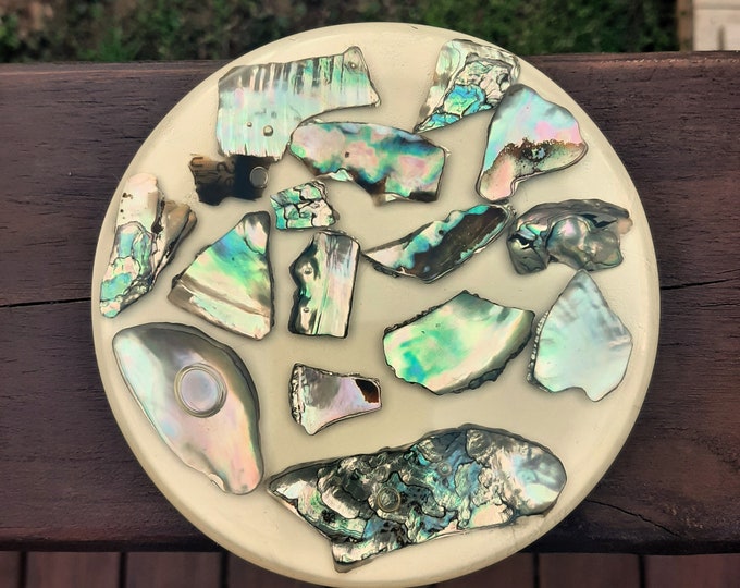 Cream Abalone Shell Trivet, Craftsman of Betty's Shells, Handmade