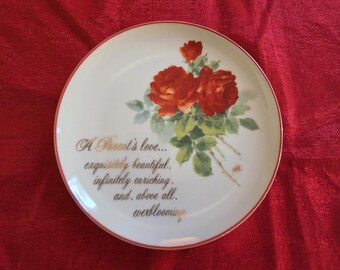 1983 “A Parent's Love” Plate: American Greetings Porcelain, Red Roses
