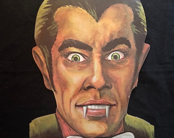 1970's Eureka Double Sided Die Cut Cardboard Count Dracula Halloween Decoration:  Vintage Vampire