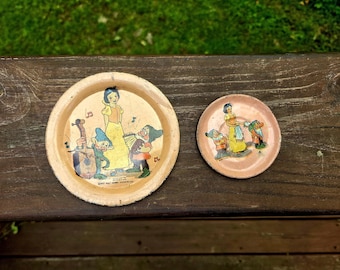 Juego de té antiguo de Blancanieves, 1937, litografía en lata, coleccionable de Disney