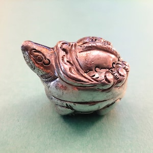 Antique Figural Turtle Cambodian Betel Nut Box T90 Repousse Klmar Silver Work, Vintage Asian Turtle Trinket Box, Pill Box, Ointment Box
