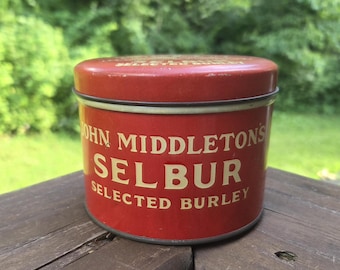 1930's John Middleton's Selbur Selected Burley Red Pipe Tobacco Tin:  Vintage Tobacianna