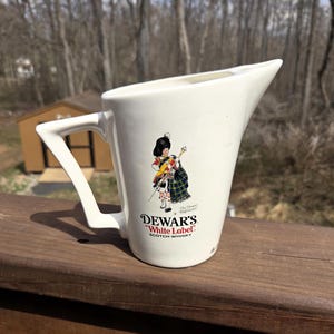 Vintage Dewars White Label Scotch Whiskey Ceramic Pitcher Schenley Imports, Blended Scotch Whiskey Home Bar Decor, Man Cave, Vintage Barware