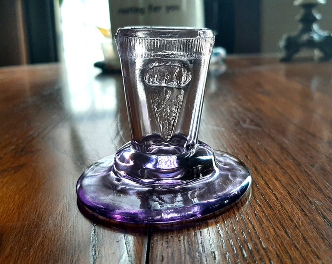 Vintage Purple Glass Toothpick Holder With Ice Cream Cone Design