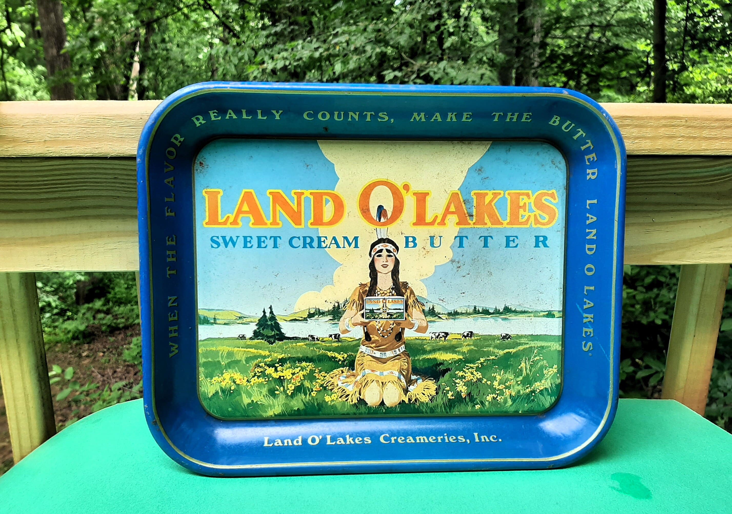 1950's Land O'lakes Sweet Cream Butter Metal Advertising Serving Tray