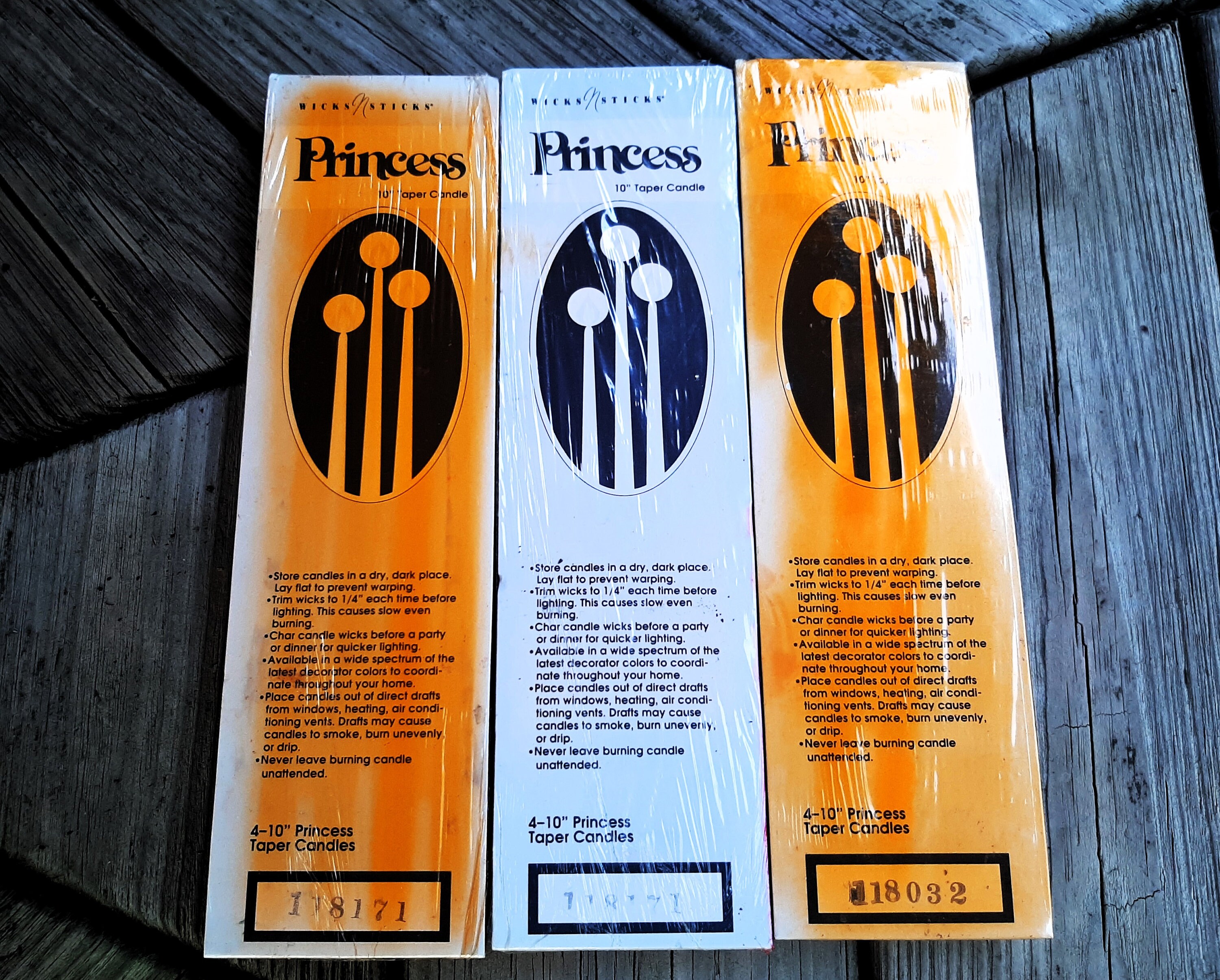 Vintage Wicks N Sticks Princess 10 Taper Candles 3 Boxes of 4, Brick and Clay Colors, Orange