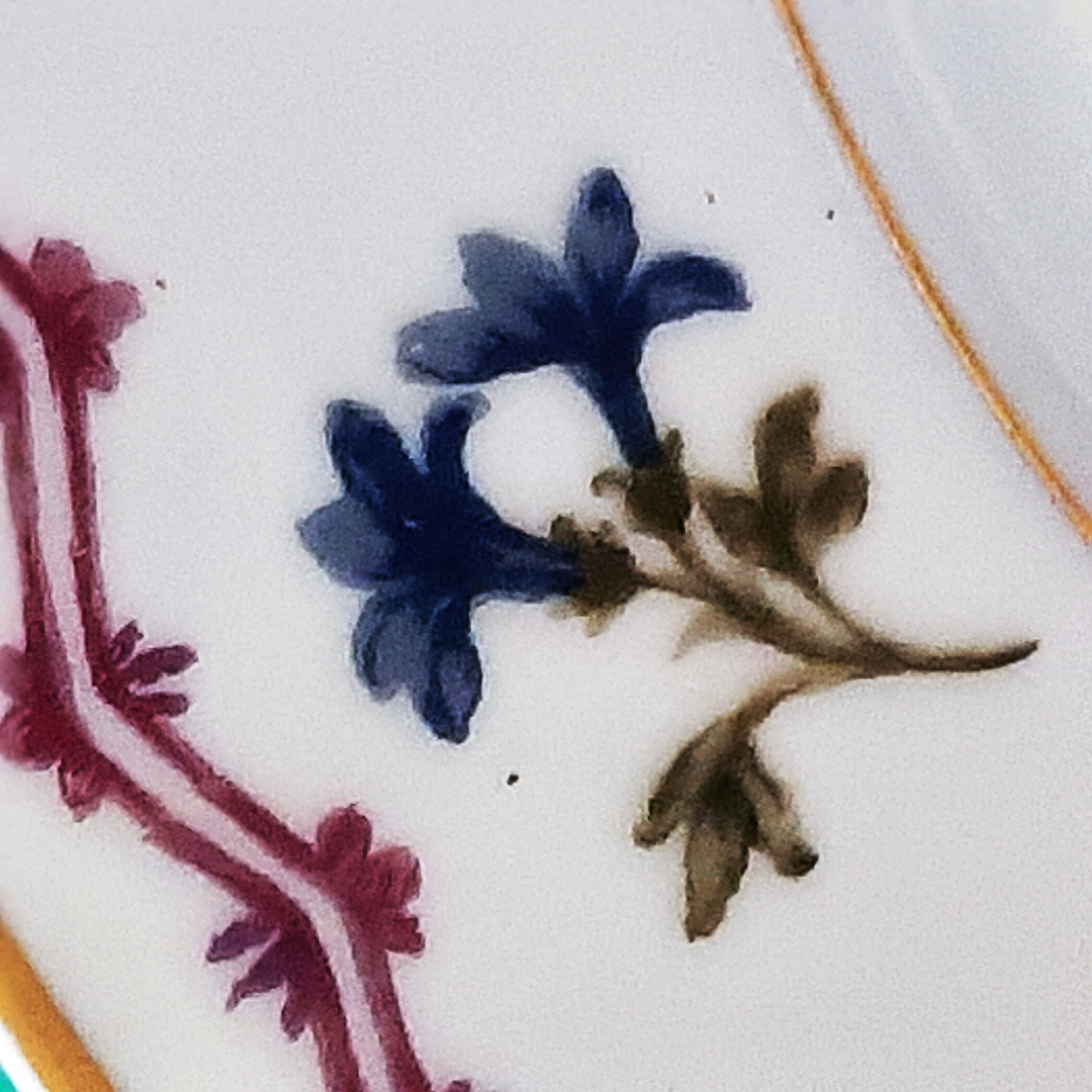 Antique Haviland Malmaison Old Purple Fishing Scene Luncheon Plate