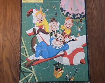 1953 Whitman Howdy Doody Carboard Frame-Tray Inlay Picture Puzzle:  Howdy and the Gang on Airplane