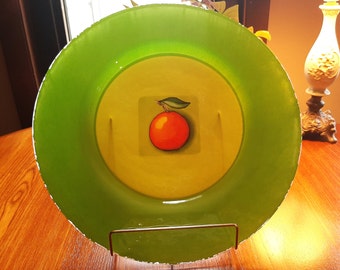 Dibbern of Germany Christmas Glass Plates Set of 2 , Hand Painted 