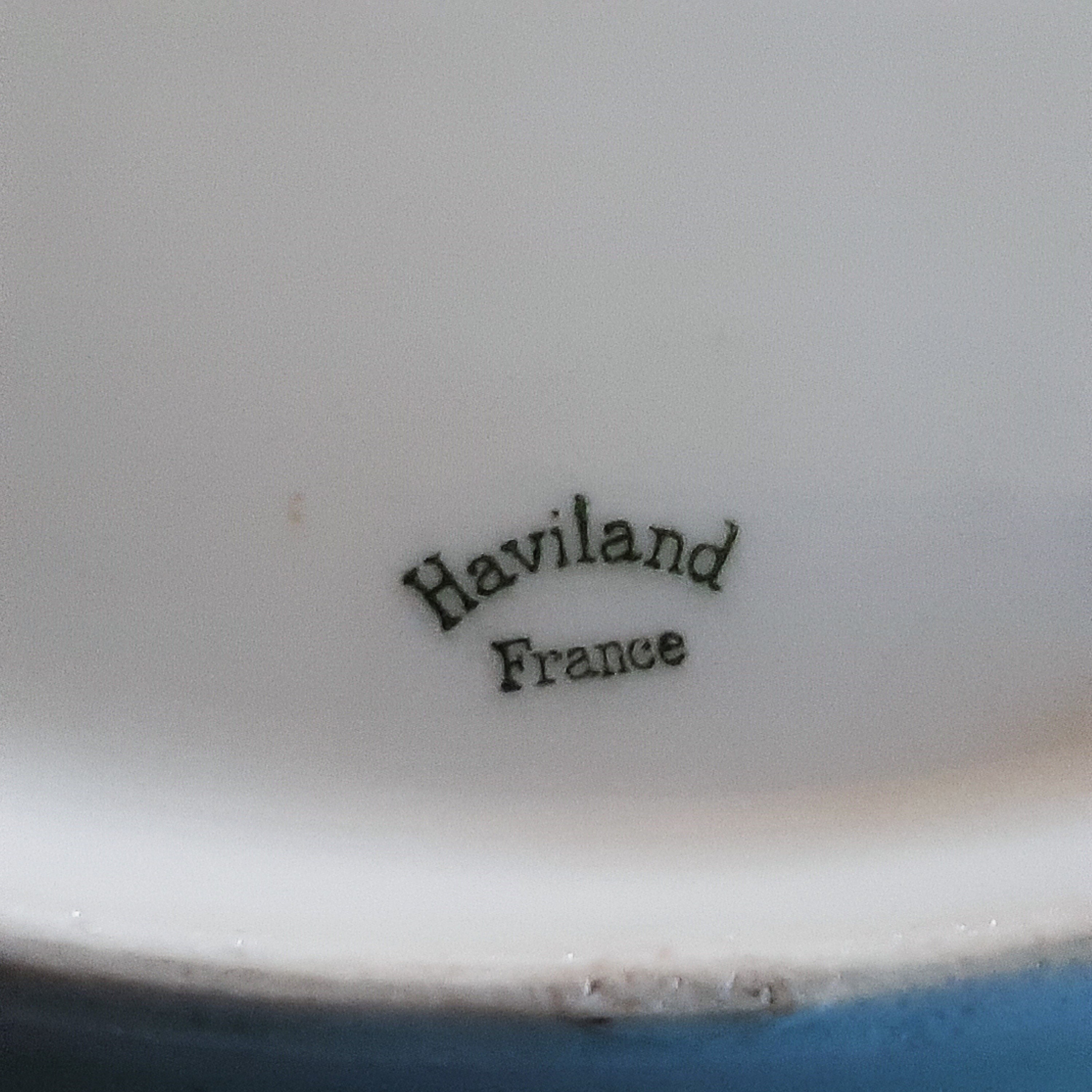 Antique Haviland Malmaison Old Purple Fishing Scene Serving Platter W