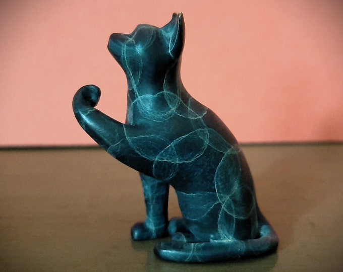 Brass Black Cat Incense Holder Coppertist, Small Black Cat With White