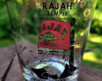 Vintage Schuylkill Shrine Club Whiskey Glass Lowball:  Collectible Raja Temple Rufus R. Renniger 1970