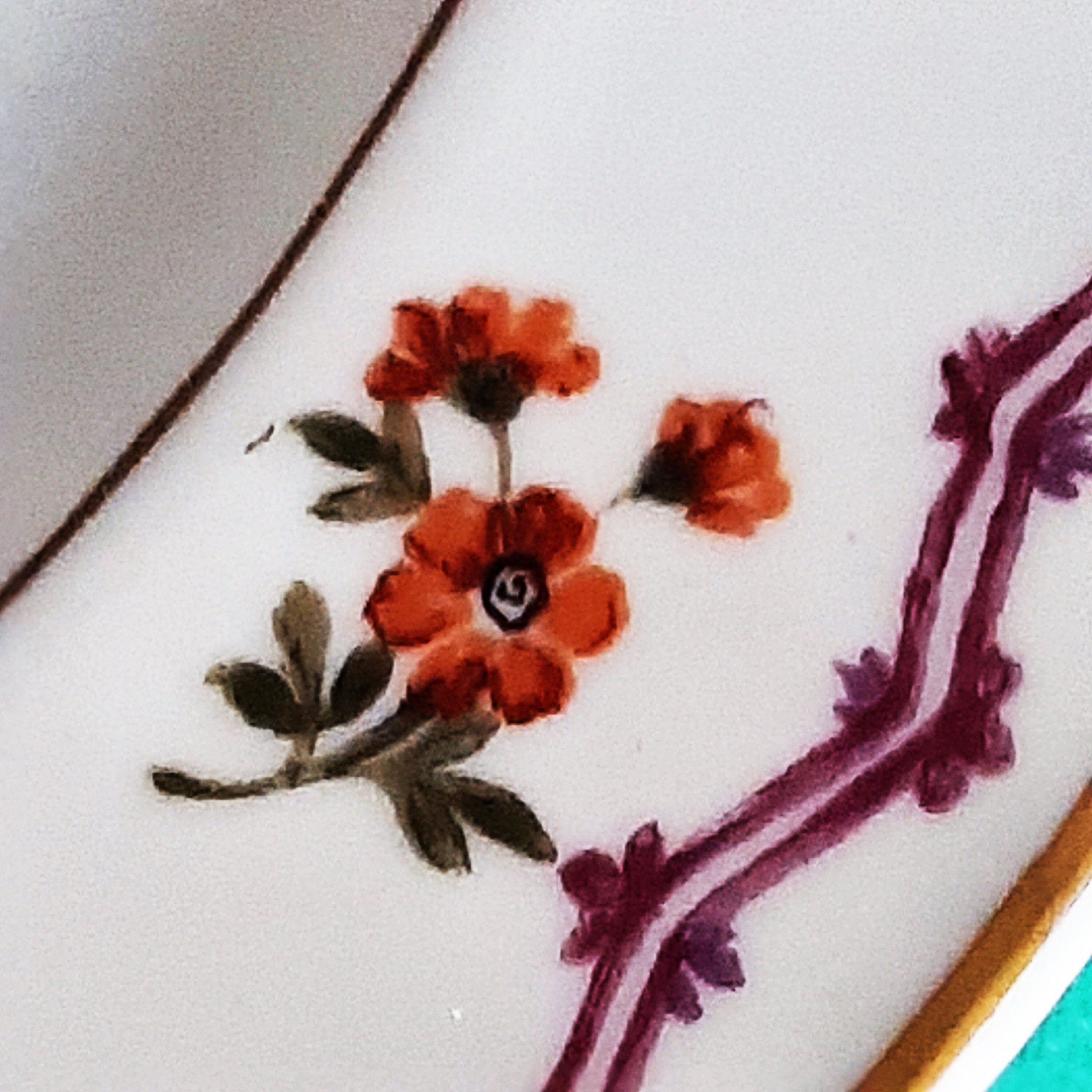 Antique Haviland Malmaison Old Purple Fishing Scene Serving Platter W