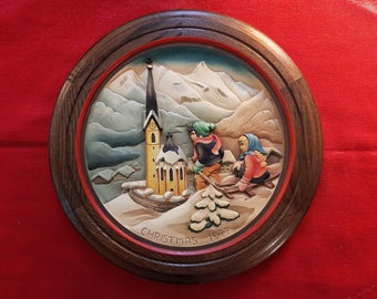ANRI Hand Carved 3D 1977 Christmas Plate, The Legend of Heiligenblut, Edition 6.000 N.2964, Collectible Anri Christmas, Italian Christmas