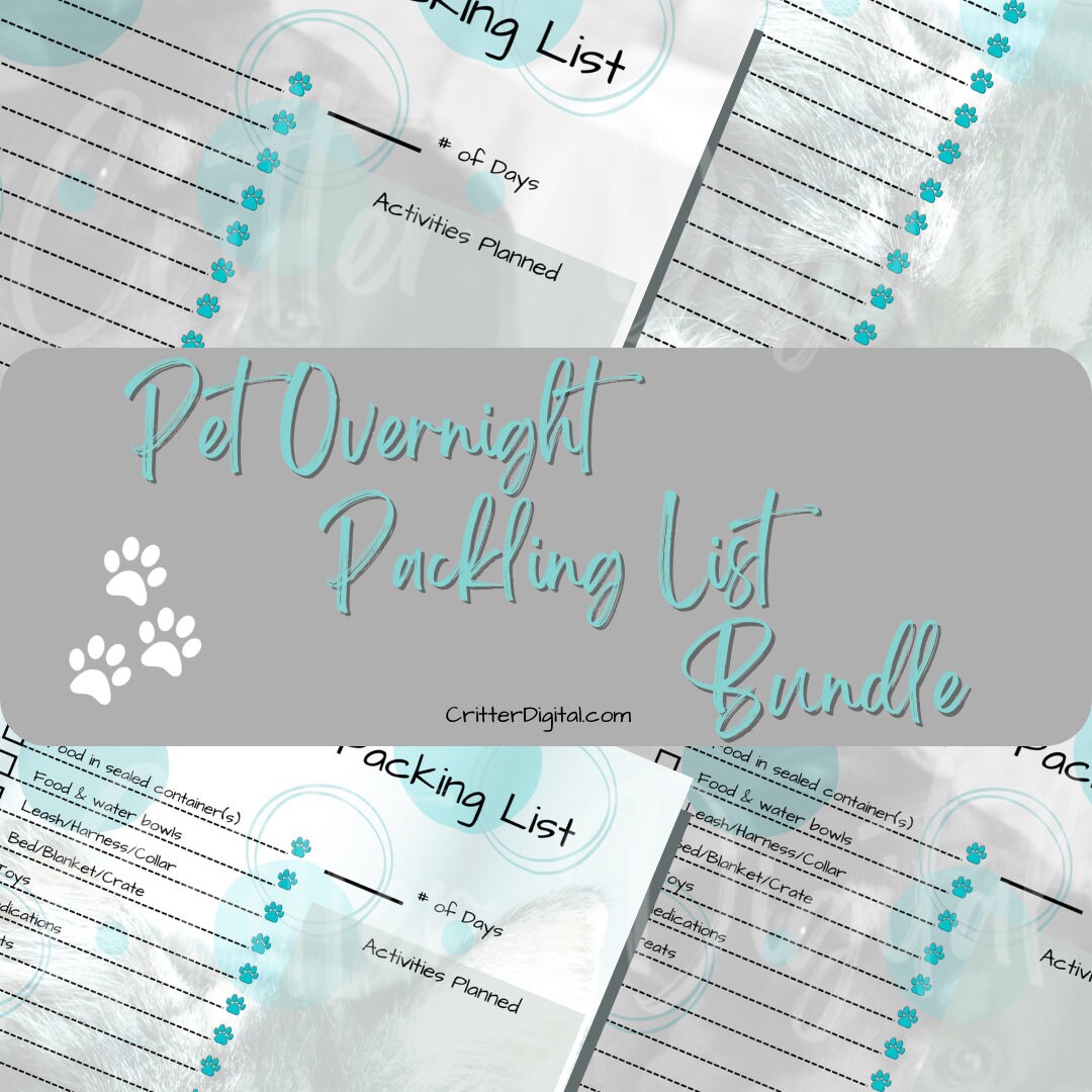 Pet Overnight Packing List Digital Download Bundle Etsy