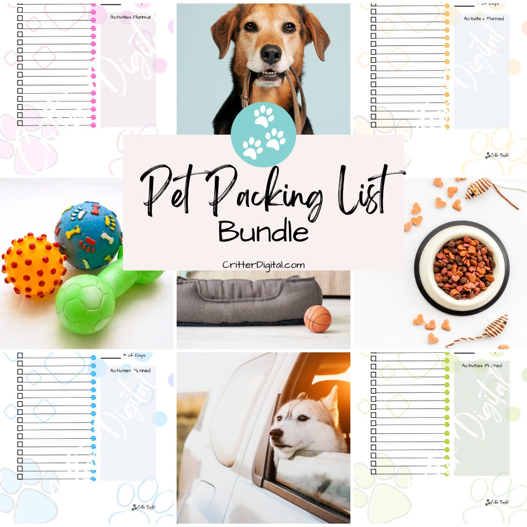 Pet Packing List Bundle Digital Download Etsy