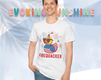 Firequacker Patriotic Duck T-Shirt, 4. Juli Unisex Tee