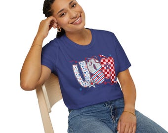 Patriotic Graphic Tee for Independence Day, Casual Summer Wear, USA Pride Shirt, Unisex Comfortable T-Shirt, Festive 4th of July Outfit