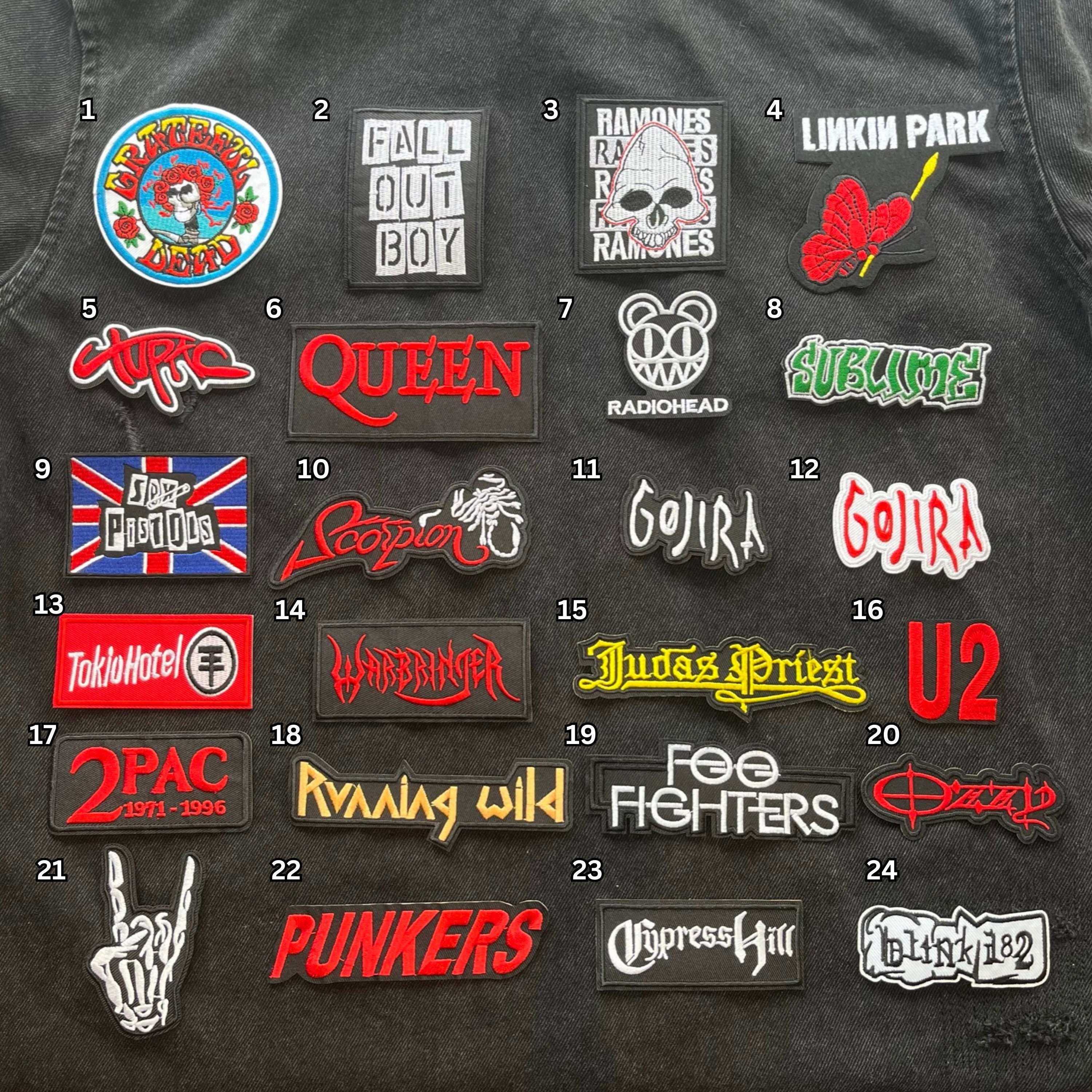  SarahHey 15 Pcs Rock Punk Band Patch Set Punk Sew on & Iron on  Patches Assorted Punk Embroidered Patches Skull Eye Ball Pattern for  Halloween Jackets Hat Clothing Bags Decoration, Christmas