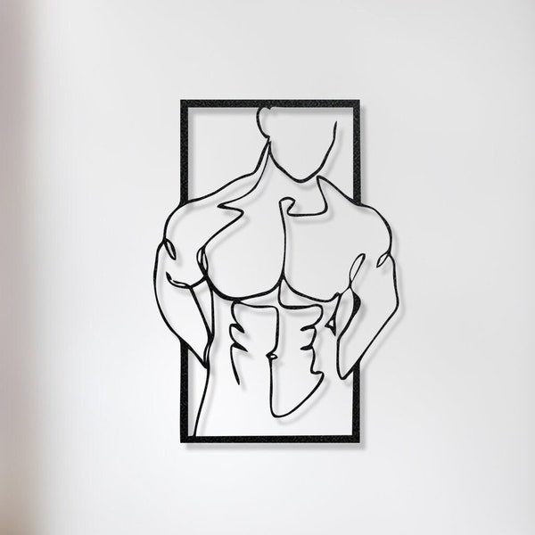 Contemporary Muscle Man Wall Art | Elegant Metal Wall Hanging for a Modern Bedroom or Bathroom