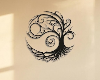 Metal Wall Art Tree of Life, Large Black Metal Wall Decor, Living Room Wall Art, Modern Home Decor, Housewarming Gift