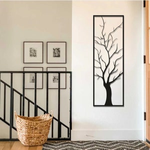 Tree Metal Wall Art, Long Wall Decor, Vertical Wall Decor, Minimal Wall Art, Metal Branch Wall Decor, Nature Wall Art, Long Slim Wall Art