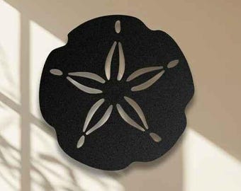 Sand Dollar Metal Wall Art, Coastal Beach Decor, Nautical Wall Hanging Sign, Ocean Theme Home Decor, Beach House Gift Wall Sculpture