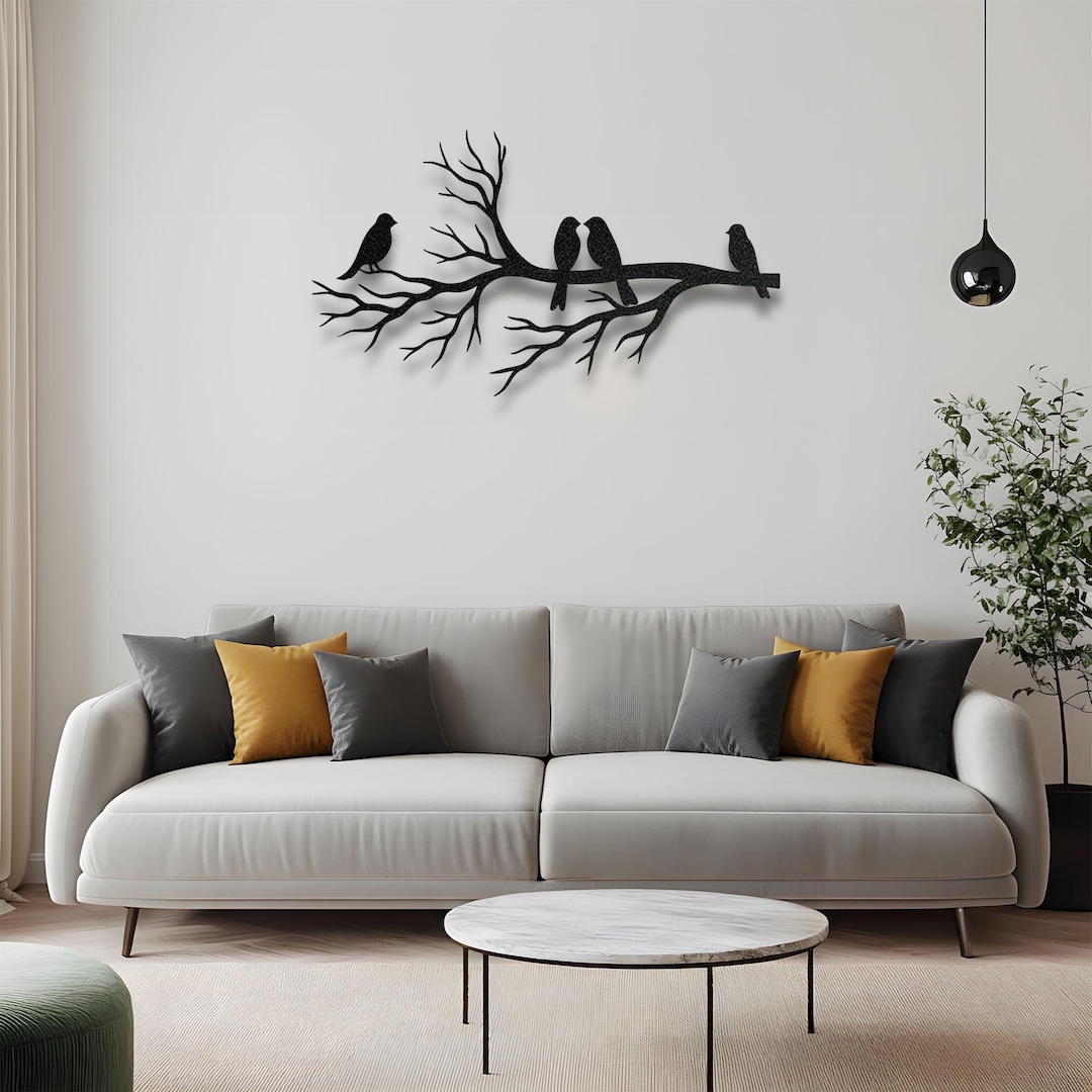 Birds on a Branch Metal Wall Decor - Metal Garden Art - Metal Tree Art ...