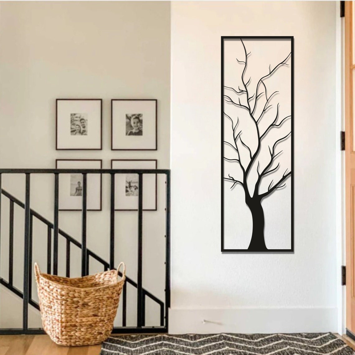 Tree Metal Wall Art Long Wall Decor Vertical Wall Decor Etsy