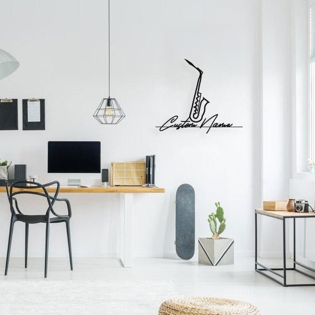 Custom Text Saxophone Personalized Saxophone Wall Art Metal Etsy