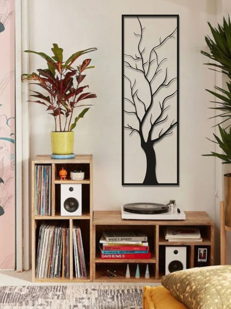 Tree Metal Wall Art Long Wall Decor Vertical Wall Decor Etsy