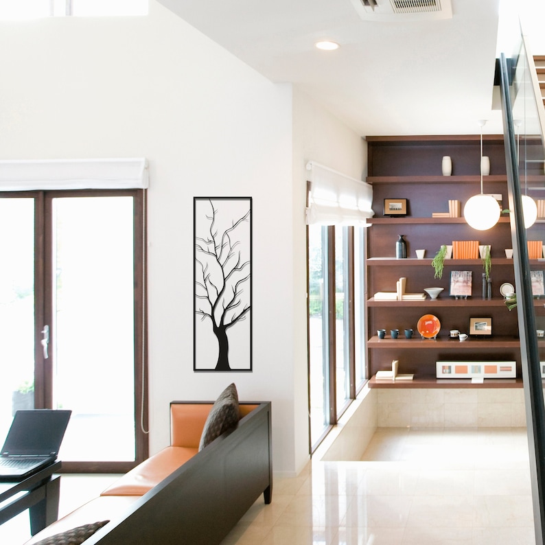 Tree Metal Wall Art Long Wall Decor Vertical Wall Decor Etsy